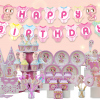 set phụ kiện trang trí sinh nhật cho bé gái chủ đề baby girl dễ thương với tông màu hồng nhẹ nhàng