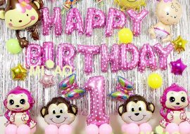 Set bóng trang trí thôi nôi cho bé gái 51