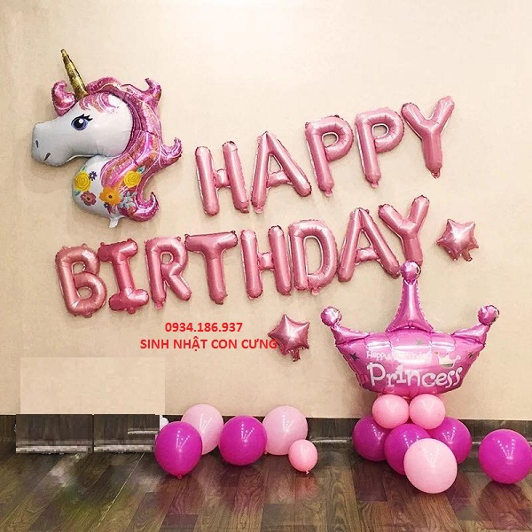 Bộ bóng sinh nhật bé gái ngựa pony 01 - Bóng sinh nhật Con Cưng