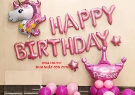 Bộ bóng sinh nhật bé gái ngựa pony 01
