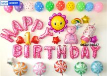 Set bong bóng trang trí sinh nhật bé gái