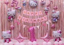 Bộ bóng trang trí sinh nhật cho bé gái chủ đề kitty MS01