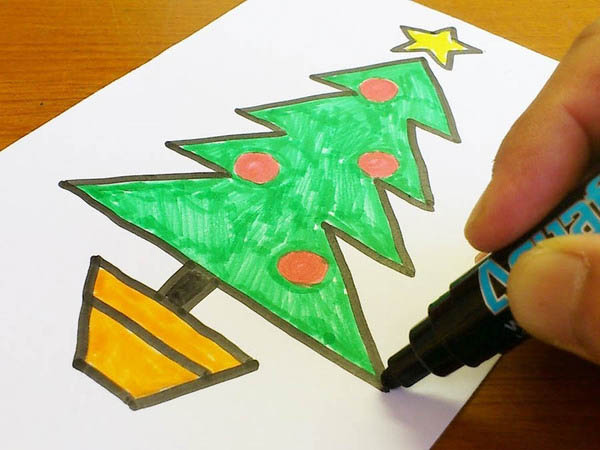 Vẽ và cắt hình Noel để dán lên cửa kính