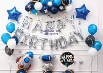 Set bóng trang trí thôi nôi bé trai phi hành gia 01