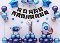 Set bóng trang trí thôi nôi bé trai chủ đề phi hành gia