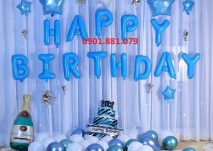 Set bóng trang trí sinh nhật cho bạn trai với tông màu xanh dương đơn giản