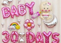 Set bóng trang trí đầy tháng bé gái màu hồng cực dễ thương