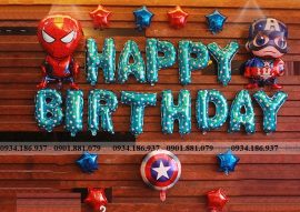 Set bóng trang trí sinh nhật cho bé trai chủ đề siêu nhân A + người nhện