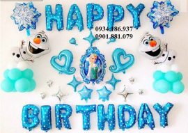 Set bóng cho bé gái chủ đề elsa với tông xanh dương