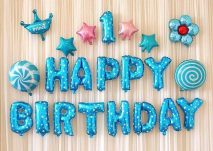 Set bóng sinh nhật bé trai tông xanh dương đơn giản