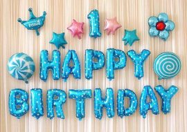 Set bóng sinh nhật bé trai tông xanh dương đơn giản