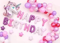 Set bóng trang trí sinh nhật cho bé gái chủ đề ngựa Pony