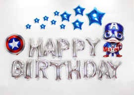 Set bóng trang trí đơn giản chủ đề siêu nhân A cho bé trai