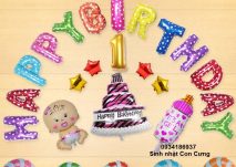 Set bóng phối nhiều màu sắc trang trí sinh nhật cho bé gái