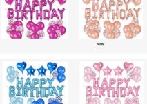 Set bong bóng sinh nhật BÓNG KIM TUYẾN happy birthday tim sao trang trí sinh nhật