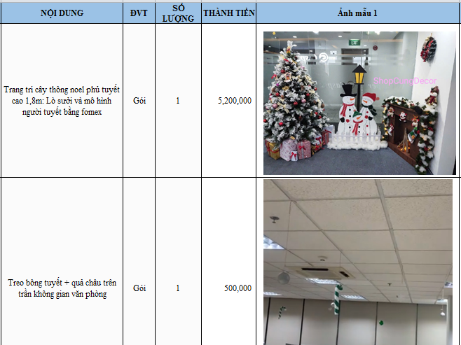 Báo giá gói trang trí noel cho văn phòng mới nhất 05